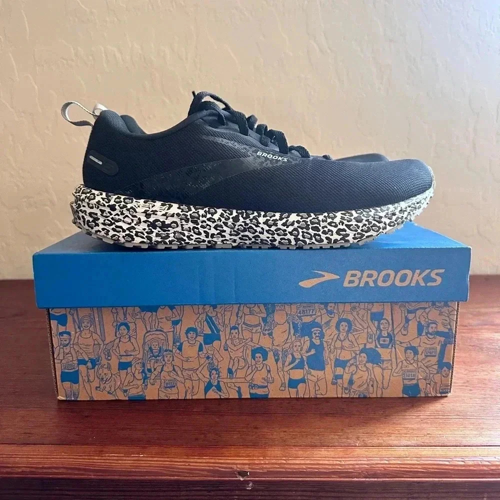 Women’s Size 9.5 - Brooks Revel 6 Black White Leopard W New *See description*